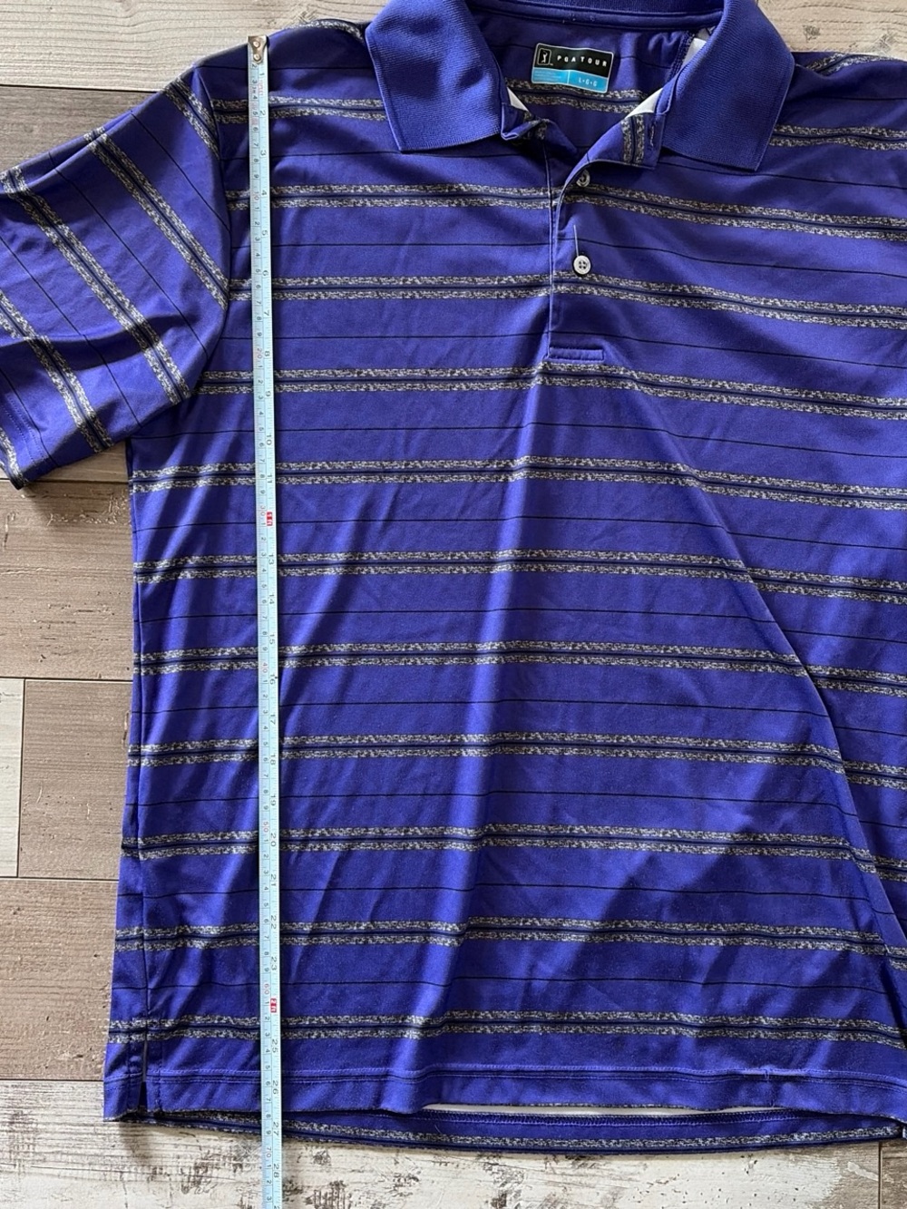 PGA Tour Purple Striped Polo Shirt - Picture 4 of 5